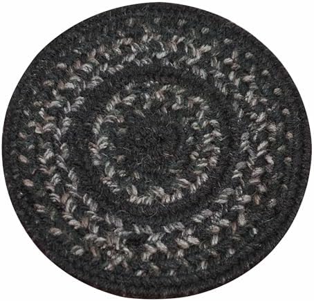 Homespice Jet Black Braided Trivets Ideal as Pot Holders, Round 8" Set of 6