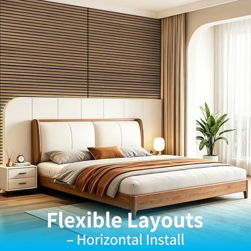 Art3d 47 x 23.6 Inch Acoustic Wood Slat Wall Panel, 4-Pack, Deep Walnut