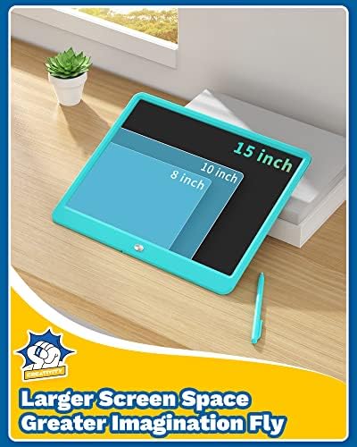 TEKFUN 15inch LCD Writing Tablet Teen Boy Girl Gifts Ideas, Easter Birthday Gifts for Kids, Drawing Board Educational Toys for 6 4 5 3 Year Old Boys, Homeschool and Office Message Memo Board (Blue)