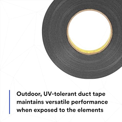 3M Performance Plus 8979 Duct Tape Heavy Duty, Black, 72 mm x 54.8 m, 12.1 mil, 6 Month Clean Removal, Resists UV and Weather for up to 12 Months, Tears Cleanly, Curl-Resistant, 12 Rolls