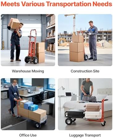 VEVOR 4 in 1 Hand Truck Dolly, 1000 lbs Load Capacity, Convertible Trolley