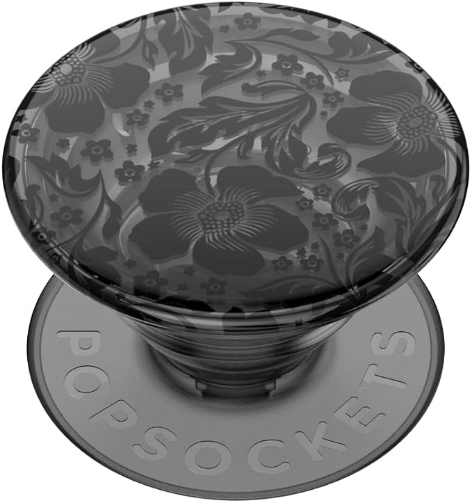 PopSockets Adhesive Phone Grip, Holder- Black Lace | Secure Comfortable Hold, Anti-Drop, Kickstand, Plant, iPad, Removable, Popper