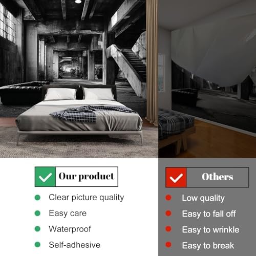 Wall Mural Peel and Stick Design Industrial Interior Large Wallpaper Self Adhesive Contact Paper Removable 3D Wall Sticker for Living Room Bedroom 69"x96"