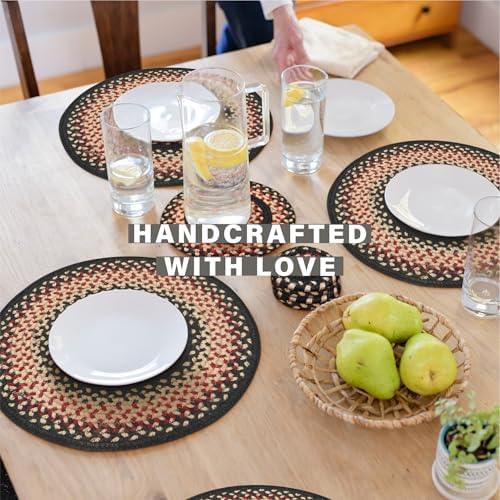 Homespice Gloucester Jute Braided Placemats, Round 15" Set of 2
