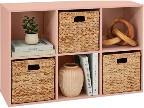 Best Choice Products Kids Bookcase 6-Cube Storage Organizer, 11in Shelf Opening, Bookshelf, Toy Storage, Customizable w/ 3 Removable Back Panels – Light Pink