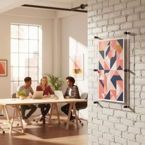 Azar Displays 105540-BLK Acrylic Floating Double Panel Wall Frame,30" x 40" Graphic Size, Overall Frame Size: 34" x 44", Black