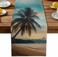 Sunset Beach Table Runner Dresser Scarf 13 x 36 Inch Tropical Coastal Ocean Palm Tree Nautical Table Runners Non-Slip Heat Resistant Kitchen Dining Table Decor for Home Holidays Indoor Outdoor