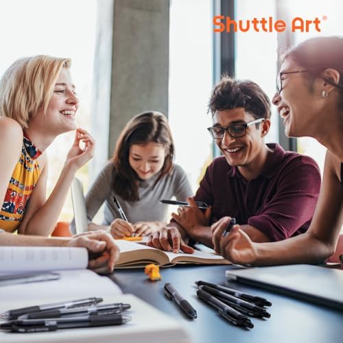 Shuttle Art School & Work Supplies Bundle, 100 Pack Black Retractable Gel Pens + 60 Pack Black Retractable Gel Pen Refills 0.7mm Fine Point for Writing Journaling Taking Notes School Office Home