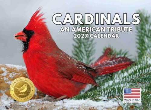 JJ Audubon Tribute Cardinal Calendar 2027 Cardinals Monthly Wall Calender 12 Month