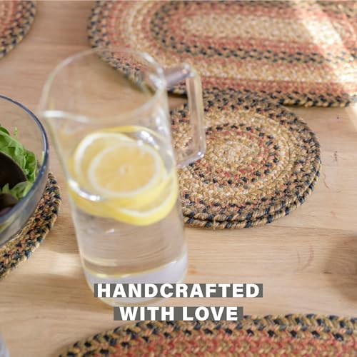 Homespice Russet Jute Braided Coasters for Country Decor, Round 4" Set of 6