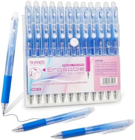 12Pcs Retractable Erasable Gel Pens Clicker,Fine Point 0.7mm Smooth Writing Pens,For Writing Journaling Taking Notes School Office Home. (12Blue)