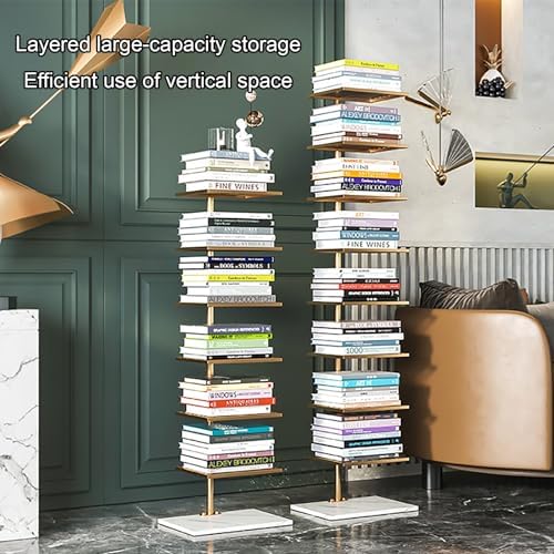 Modern Open Vertical Bookcase,Invisible Floating Storage Rack,Narrow Floor Standing Organizer for Small Spaces,Gold-150cm/59in