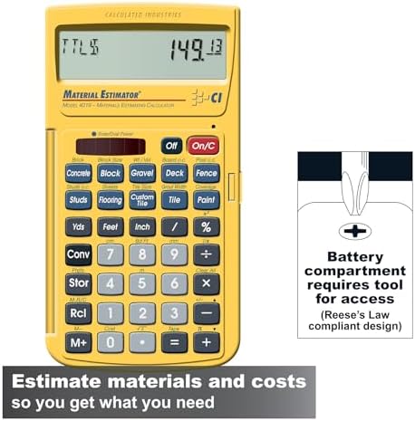 Calculated Industries 4019 Material Estimator Calculator | Finds Project Building Material Costs for DIY’s, Contractors, Tradesmen, Handymen and Construction Estimating Professionals,Yellow