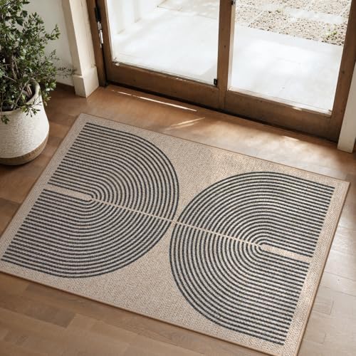 Lahome Rainbow Easy Jute Rug, 2x3 Farmhouse Kitchen Rugs Non Slip