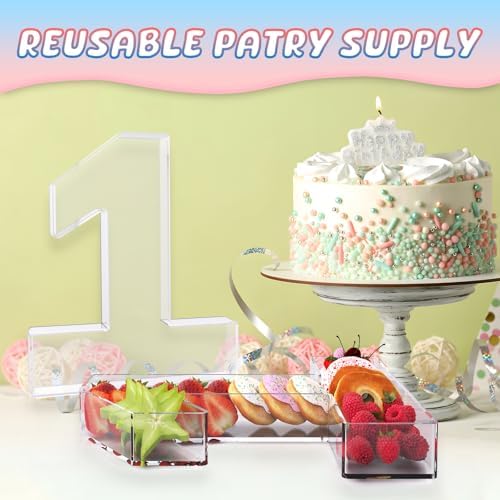 13.8" Extra Large Acrylic Number Charcuterie Board Box, Reusable Fillable Number Cake Candy Dish Display Serving Tray for Birthday Anniversary Party Decoration (1)