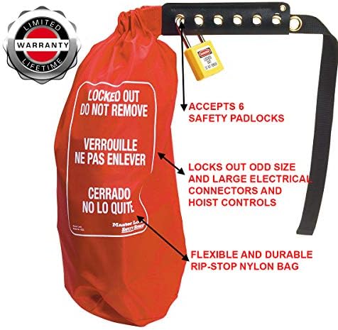 Master Lock 453L Lockout Tagout Oversized Plug & Hoist Control Cover, deadbolt, red