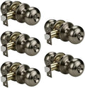 KNOBWELL 5 Pack Privacy Door Knob for Bathroom or Bedroom Door Knobs, Round Interior Door Knobs, Indoor Door Knob, Keyless Door Knob with Lock, Door Handle Lock, Antique Brass