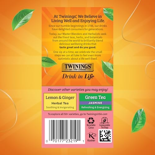 Twinings Raspberry & Lemon Herbal Tea Bags 20 CT Box (6 Pack)