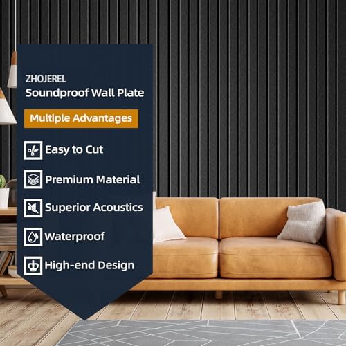 5 Pack Sound Proof Foam Panels for Walls 47.2"x23.6" Large Acoustic Panels Sound Absorbing, Self-Adhesive Soundproof Wall Panels for Home Studio, Office, Recording, Black Black