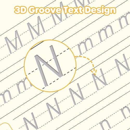 Large Magic Grooved Practice Copybook 5 Pack with Pens, Reusable Children's Magic Copybooks, Magical Handwriting Workbooks Number Letter Tracing for Kids Age 3-8 Kindergarten Preschool Calligraphy