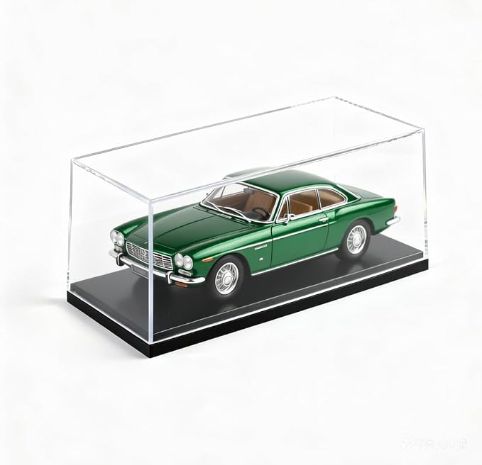 Model Car Display Case for 1:32 Scale Diecast Cars, Clear Acrylic Stackable Showcase Box for Toys & Memorabilia, Dustproof Collector Storage with Black Base, 8 x 3.7 x 3.7 Inch