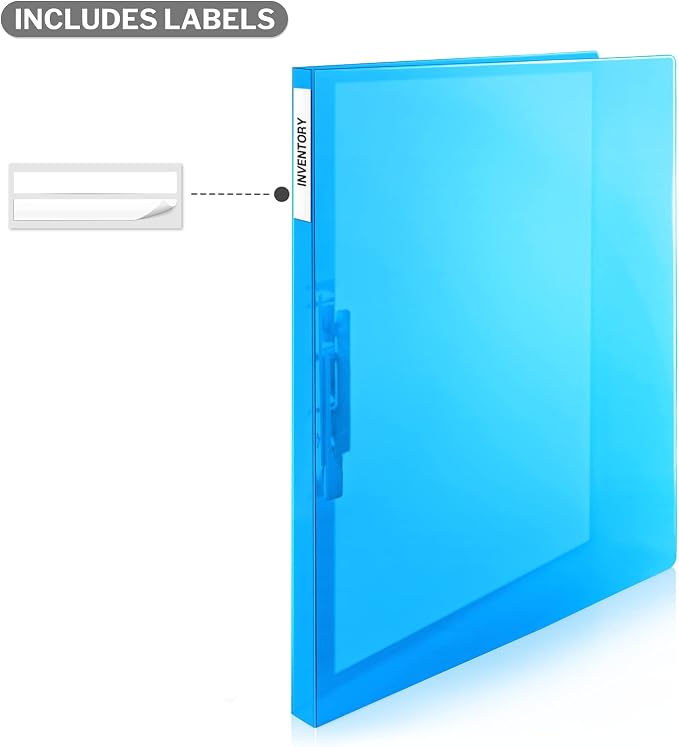CRANBURY Punchless Clamp Binder, Ringless 8.5x11 Folder, Blue | CRANBURY Punchless Clamp Folder, 8.5x11 Clear File, Metal Clip, Poly Cover