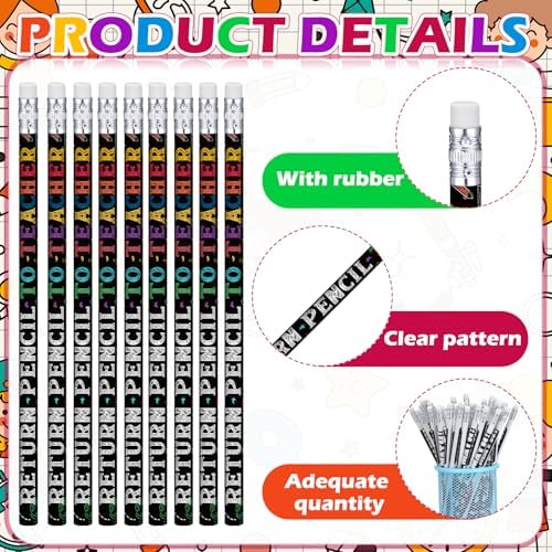 Tenceur 100 Pcs Return Pencil to Teacher Pencils with Erasers Bulk 7.3 Inches Student Incentives Recognition Education Award Prize for Teacher School Classroom Reward Supplies