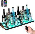 2-Pack 16‘’ LED Lighted Liquor Display, 3-Tier 32Inch Total Bar Shelves for Liquor Bottle, Illuminated Home Bar Shelf with RF & App Control, 7 Colors, Music Sync& 1-4H Timming, Light-Up Whiskey Rack