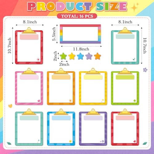 16 Pcs Magnetic Write Wipe Organization Chart, Colored Folders
