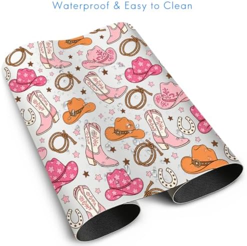 Pink Western Cowgirl Boots Desk Mat Large Gaming Mouse Pad