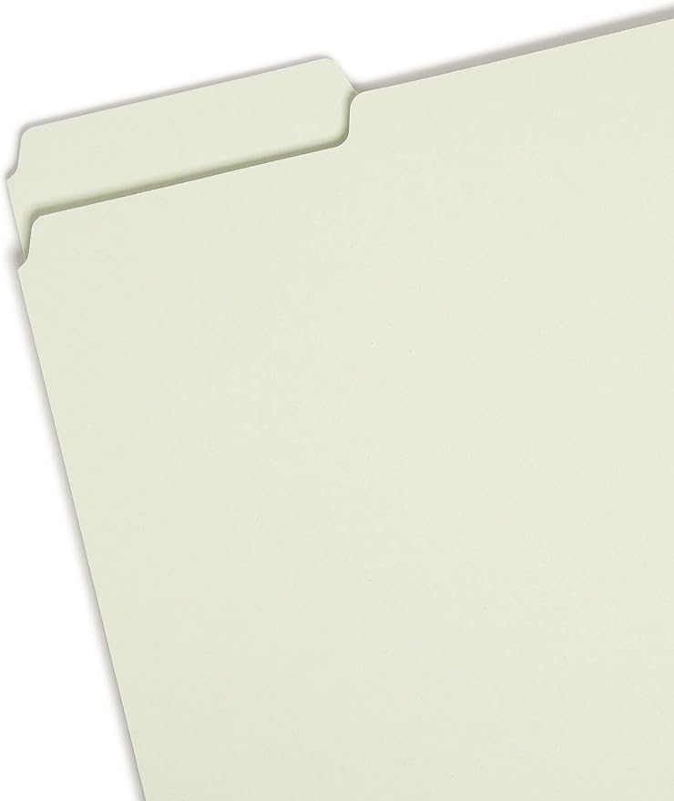 Smead Pressboard File Folder, 1/3-Cut Tab, 2" Expansion, Letter Size, Gray/Green, 25 per Box (13234)