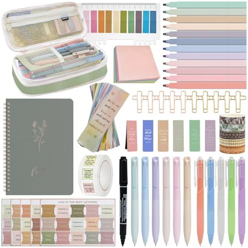 HRFGWDD 96-Piece Bible Study Supplies, Journaling Kit for Women, Green