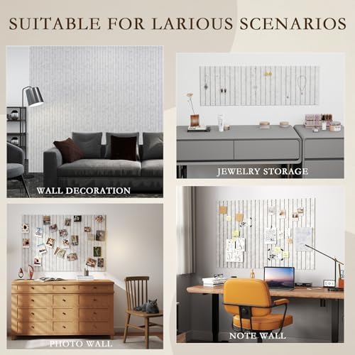 JBER Large Cork Board Alternative 48" x 36" - 12 Pack Self-Adhesive Felt Bulletin Board Tiles, Pin Board Vision Board for Walls, Office & Home Decor(Silver Gray)