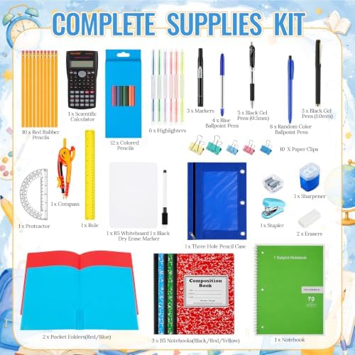 Watersay 77 Pcs Stationery Supplies Kit for Senior College