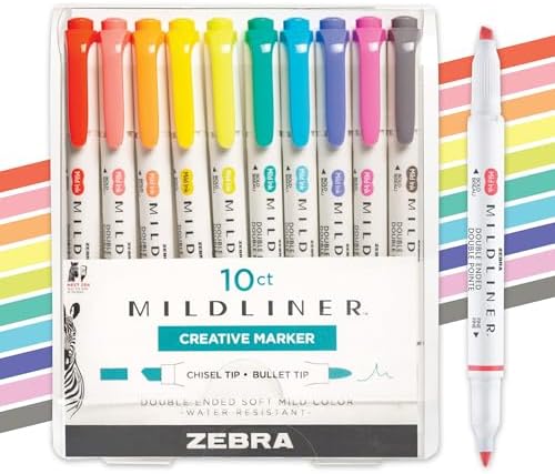 Zebra Pen MILDLINER Highlighter, Refresh and Friendly, Dual Tip, 10-Pack