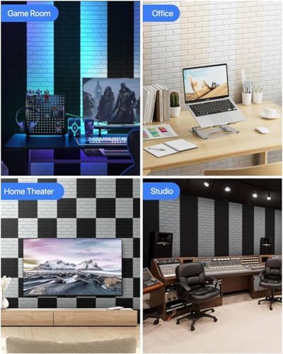 Large Self-Adhesive Cork Board,Set of 12 Soundproof Wall Tiles,Felt Wall Cushion for Home,Studio,Recording Room,Office,Acoustic Treatment (Camel)