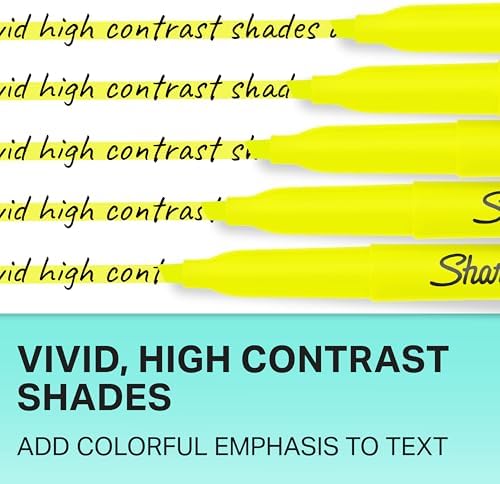 SHARPIE Pocket Highlighters Chisel Tip Fluorescent Yellow 36-Count Set for Office Supplies School Supplies Bible Study and Home Office Essentials (Pack of 6)
