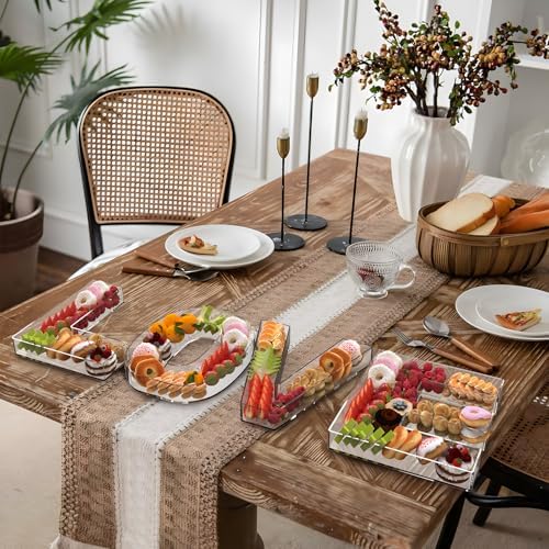 13.8" Extra Large Acrylic Number Charcuterie Board Box, Reusable Fillable Number Cake Candy Dish Display Serving Tray for Birthday Anniversary Party Decoration (0)