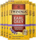 Twinings Earl Grey Lavender Black Tea Individually Wrapped Bags, 20 Count (Pack of 6), Citrus, Bergamot & Floral, Caffeinated, Enjoy Hot or Iced, 120 Teabags
