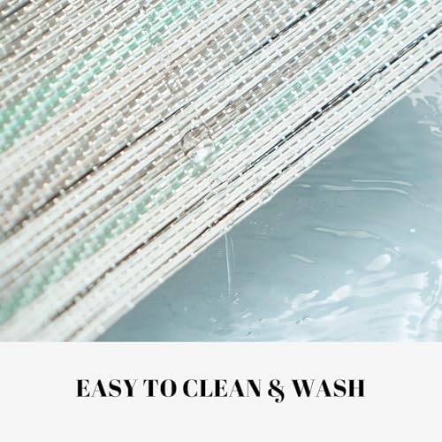 Placemats Set of 4 Vinyl/Plastic Woven Place Mats for Kitchen Table Indoor/Outdoor Washable Placemat Wipeable Dining Table Mats (Turquoise,4)