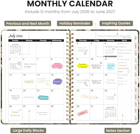 ZOTIA Planner 2026-2027 Jul 2026-Jun 2027 Academic Monthly & Weekly Planner