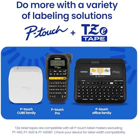 Brother Genuine P-Touch TZE-N201 Tape, 9/64" (0.13") Wide Super-Narrow Non-Laminated Tape, Black on White, Recommended for Home and Indoor Use, 0.13" x 26.2' (3.5mm x 8M), Single-Pack, TZEN201