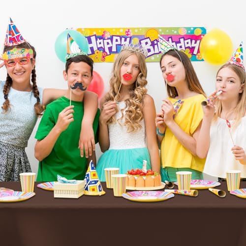 CXPSINC 54 Inch X 300 Feet Plastic Table Cover Roll Disposable Tablecloth with Slide Cutter for All Type/Shape Tables | Party, Banquet, Birthdays, Weddings(Brown, 300 Feet)