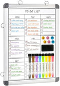 LUCYCAZ Weekly Dry Erase Board, 16" x 12" Magnetic Dry Erase Board for Wall, Hanging Double-Sided to Do List Whiteboard, Small Weekly Planning Board for School, Home, Office