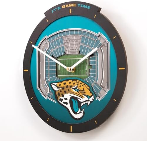 YouTheFan NFL Jacksonville Jaguars StadiumView 3D Wall Clock
