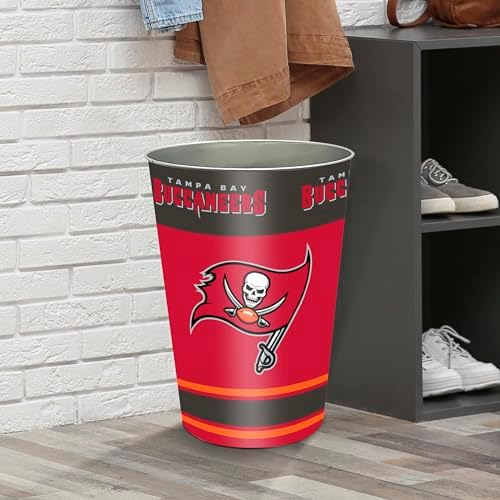 FANMATS 34750 NFL - Tampa Bay Buccaneers Wastebasket | Red | 15"x10.5"x10.5" | Primary Logo, Helmet, & Wordmark