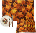 Thanksgiving Placemats Set of 4,Cotton Linen Heat Resistant Table Mats Washable Farmhouse Harvest Pumpkin Maple Leaves It's Fall Y'all Placemat for Holiday Banquet Party Dining Kitchen Table Decor