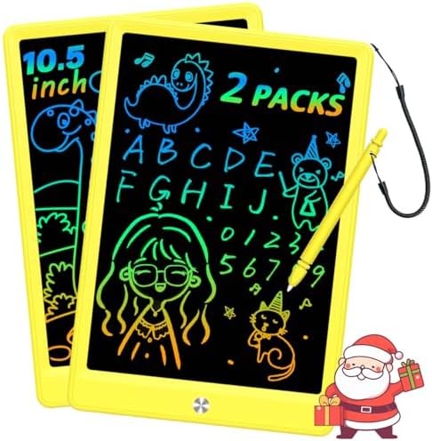 BUKEBU LCD Writing Tablet Doodle Board, Colorful Drawing Pad, Electronic Drawing Tablet, Drawing Pads,Travel Gifts for Kids Ages 3 4 5 6 7 8 Year Old Girls Boys (10.5 inch, Yellow+Yellow)