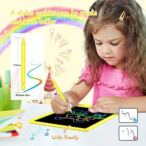 BUKEBU LCD Writing Tablet,8.5 inch Colorful Doodle Board for Kids (Yellow)