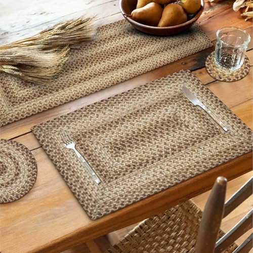 Homespice Cookie Dough Jute Braided Placemats, Rect 13x19 Set of 4